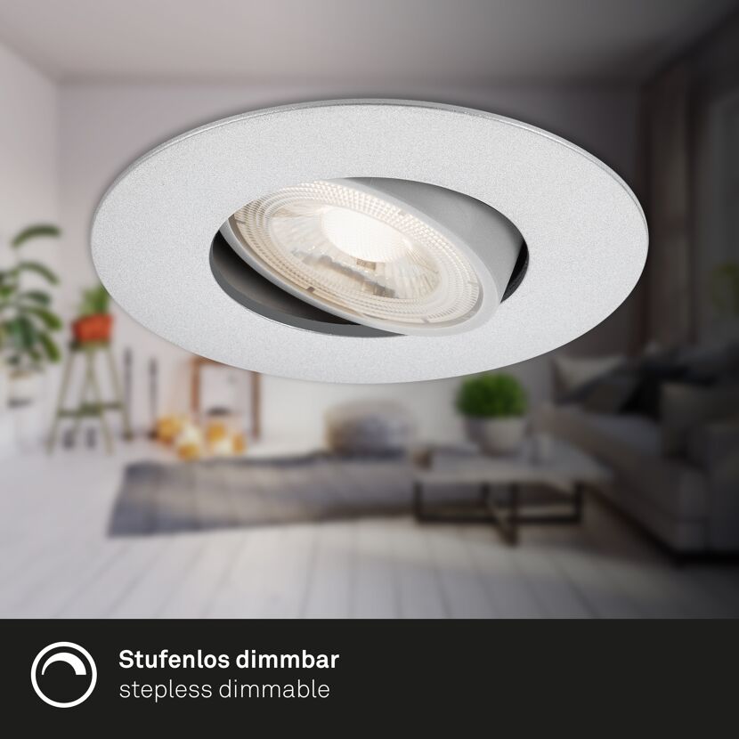 LED-Einbauleuchte 4,9 W Ø 9 cm 3 Stück chromfarben