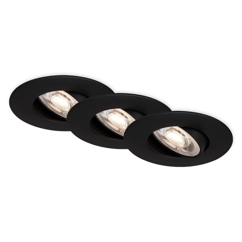 LED-Einbauleuchte 4,9 W Ø 9 cm 3 Stück schwarz