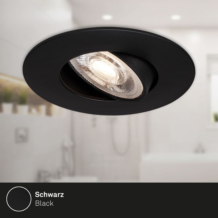 LED-Einbauleuchte 4,9 W Ø 9 cm 3 Stück schwarz