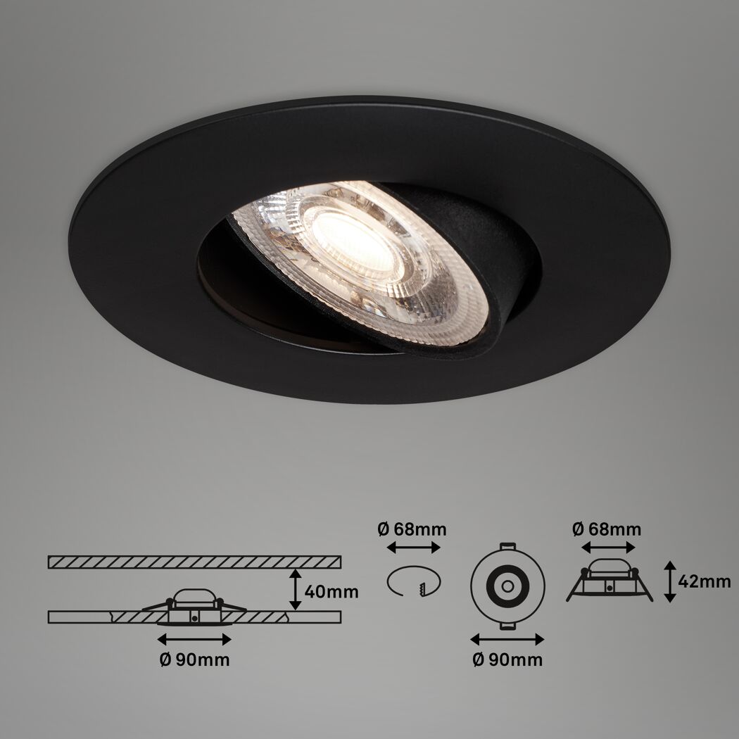 LED-Einbauleuchtenset 'Kulana Jet' dimmbar 4,9 W 1440 lm warmweiß Ø 9 cm 3 Stück