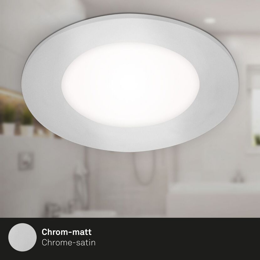 LED-Einbauleuchte IP 65 3 W Ø 8,6 cm 3 Stück chromfarben