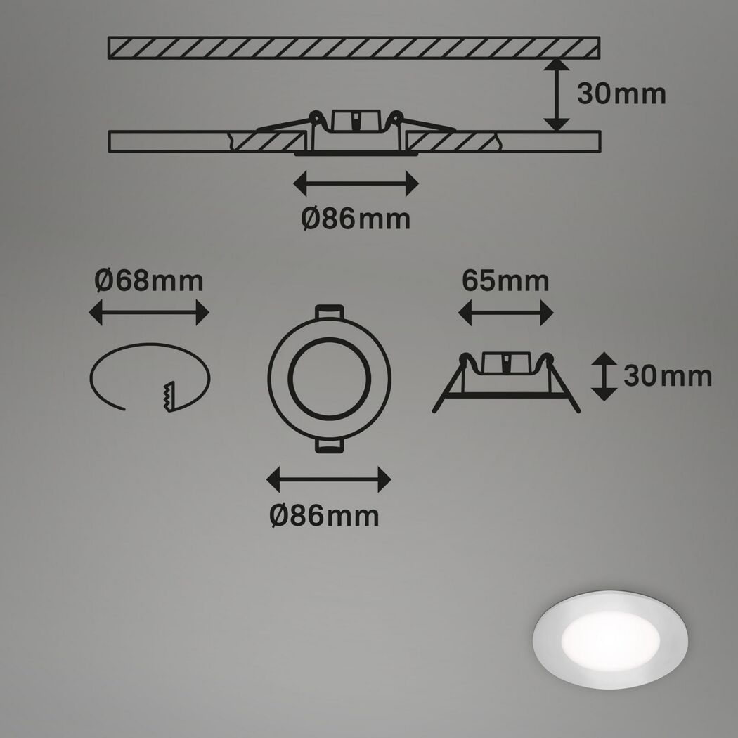 LED-Einbauleuchtenset 'Slank' 3 W 1050 lm neutralweiß Ø 8,6 cm 3 Stück