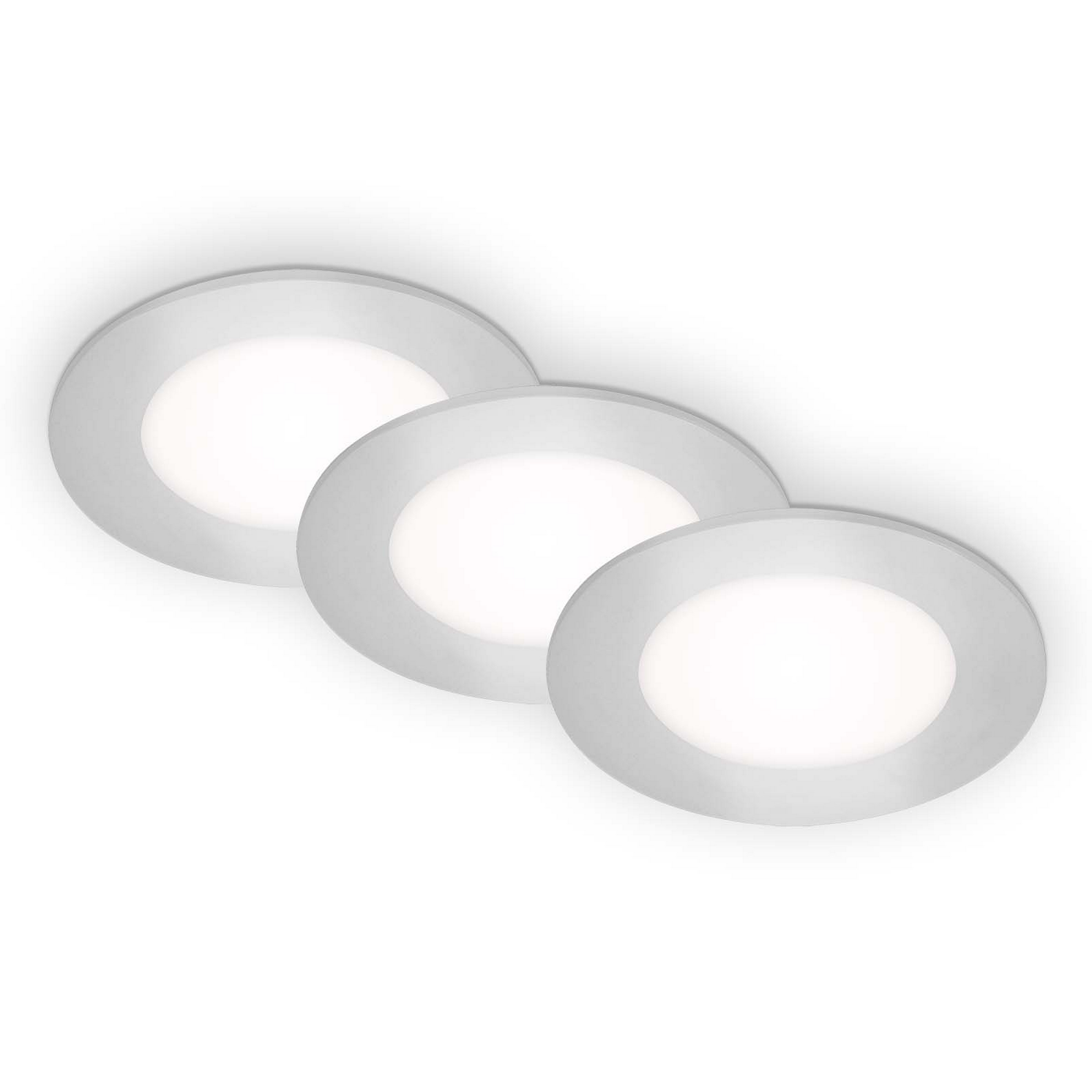 LED-Einbauleuchte IP 65 3 W Ø 8,6 cm 3 Stück chromfarben + product picture