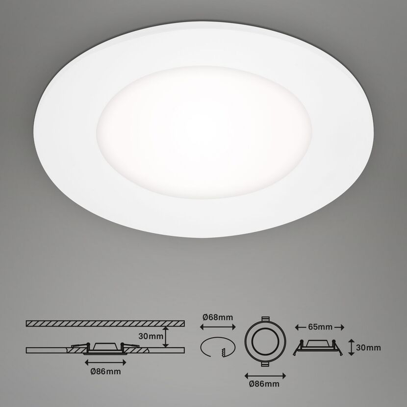 LED-Einbauleuchte IP 65 3 W Ø 8,6 cm 3 Stück weiß