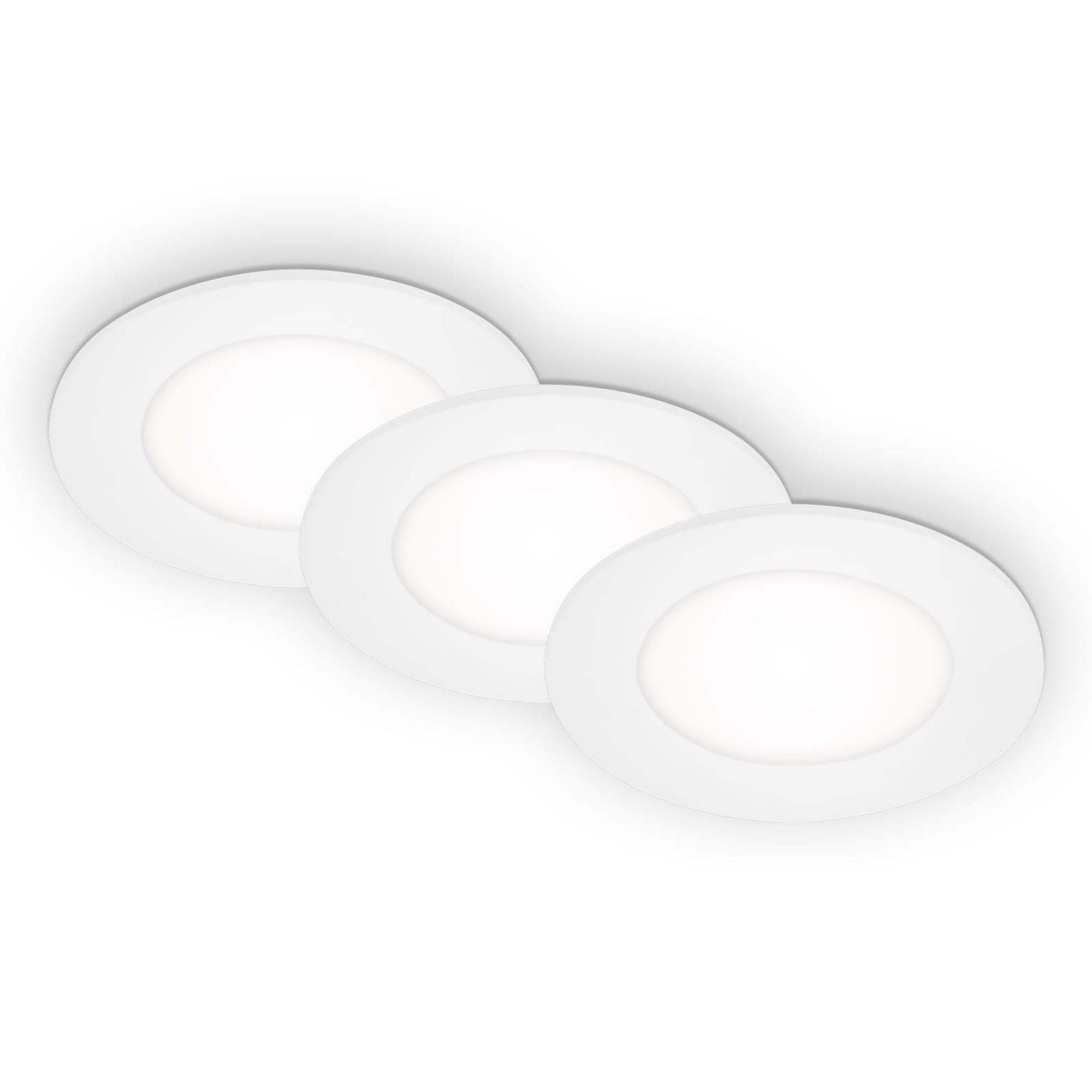 LED-Einbauleuchte IP 65 3 W Ø 8,6 cm 3 Stück weiß + product picture