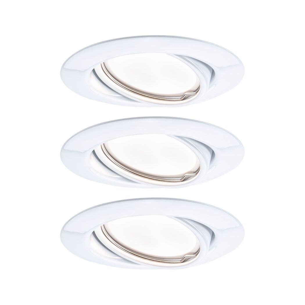 Drei weiße, schwenkbare LED-Einbauleuchten "Base Coin"