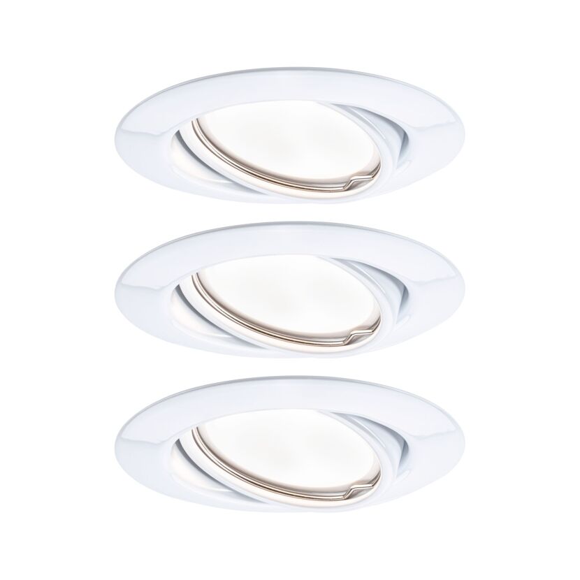 Drei weiße, schwenkbare LED-Einbauleuchten "Base Coin"