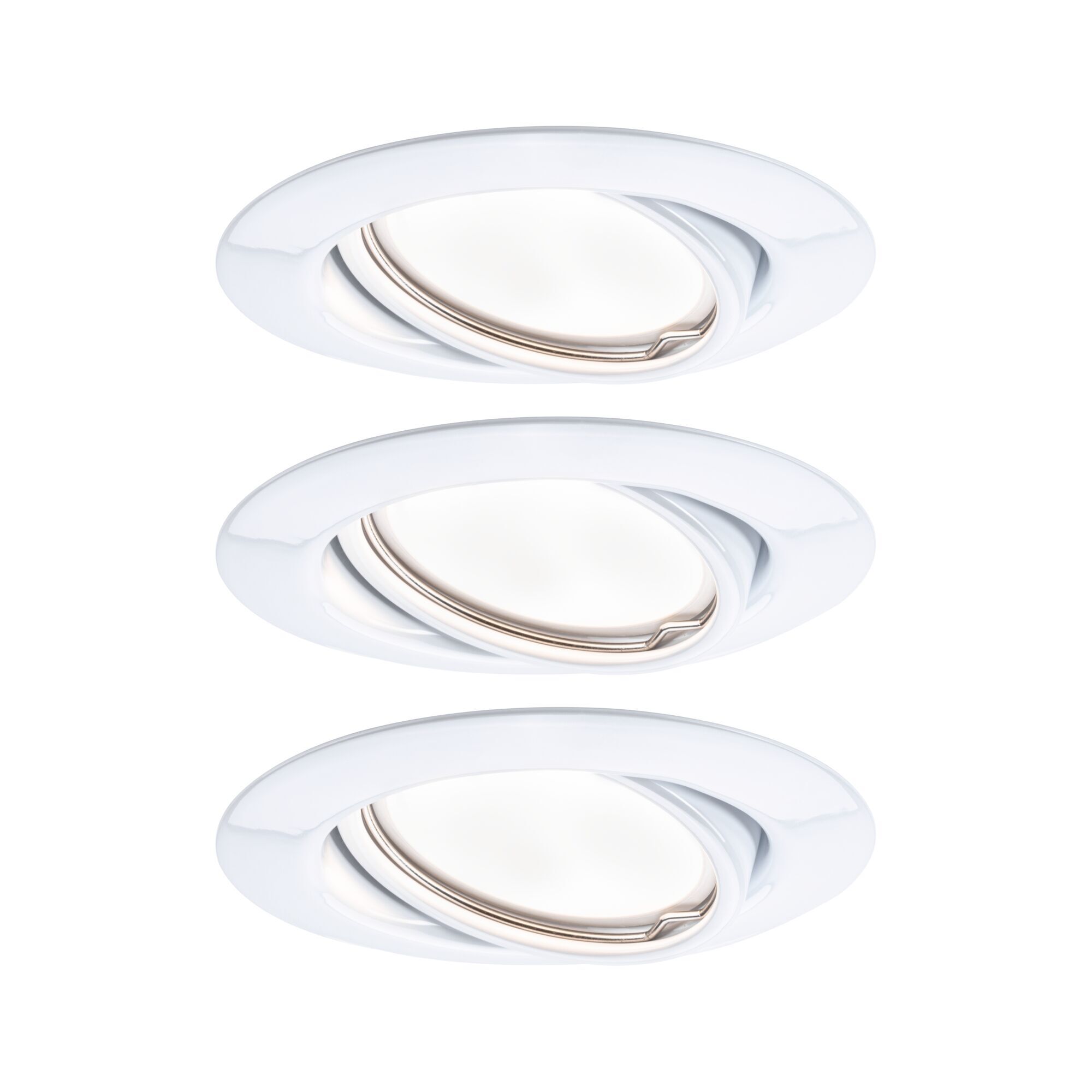 Drei weiße, schwenkbare LED-Einbauleuchten "Base Coin"
