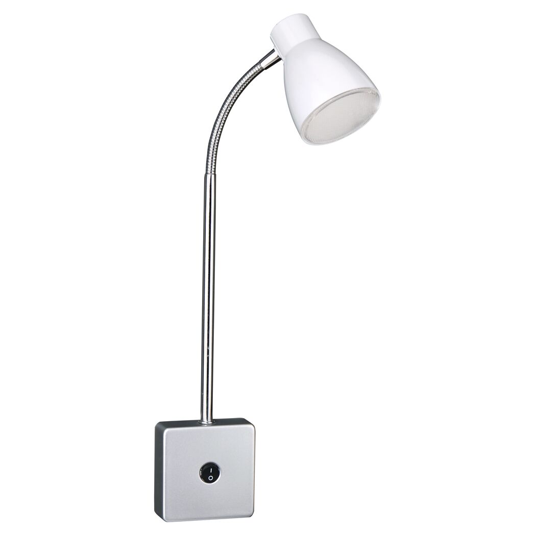 Weiße LED-Steckleuchte mit flexiblem Arm