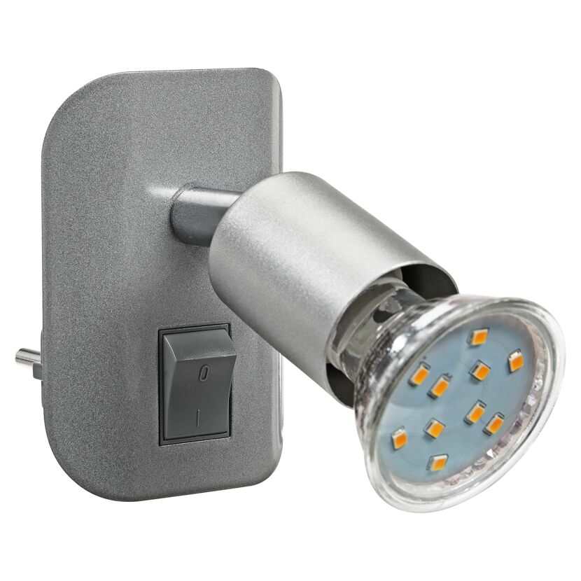 LED-Steckdosenleuchte 'Fiche' silbern 1-flammig 3 W