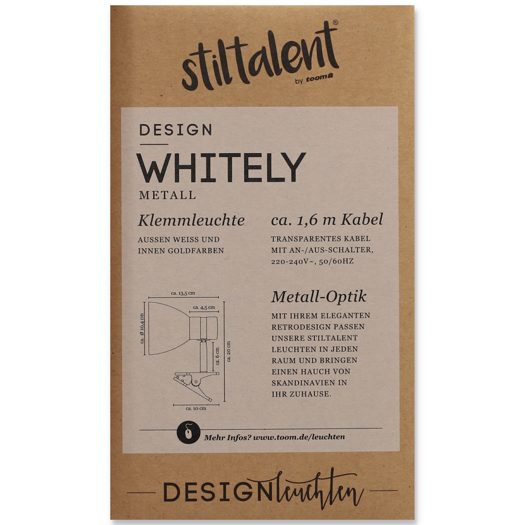 Stiltalent by toom® Tischleuchte 'Whitely' weiß Ø 10,4 cm + product picture