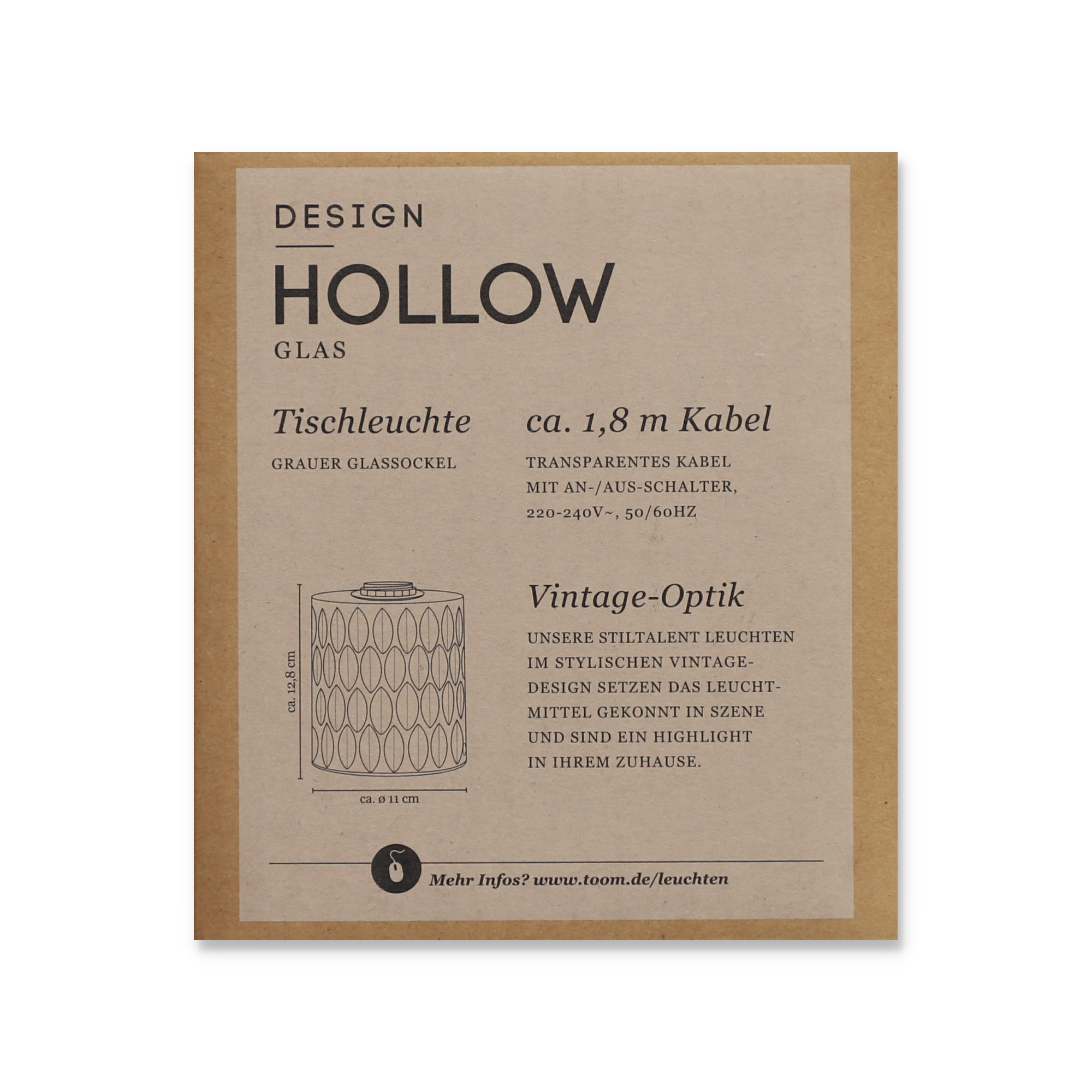 Stiltalent by toom® Tischleuchte 'Hollow' grau Ø 11 cm + product picture