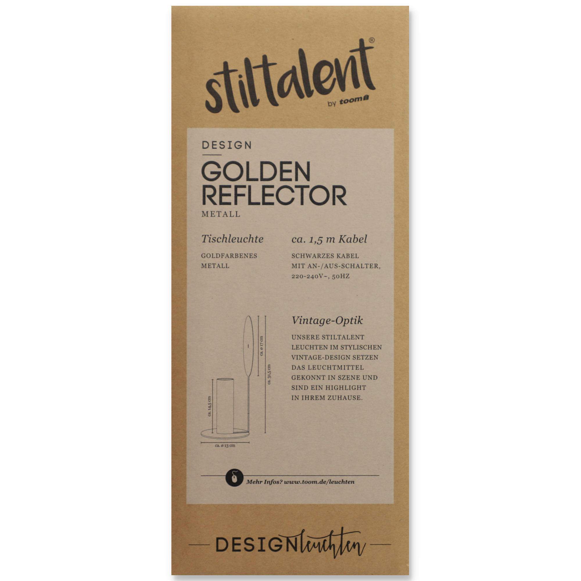 Stiltalent by toom® Tischleuchte 'Golden Reflector' gold Ø 17 cm + product picture