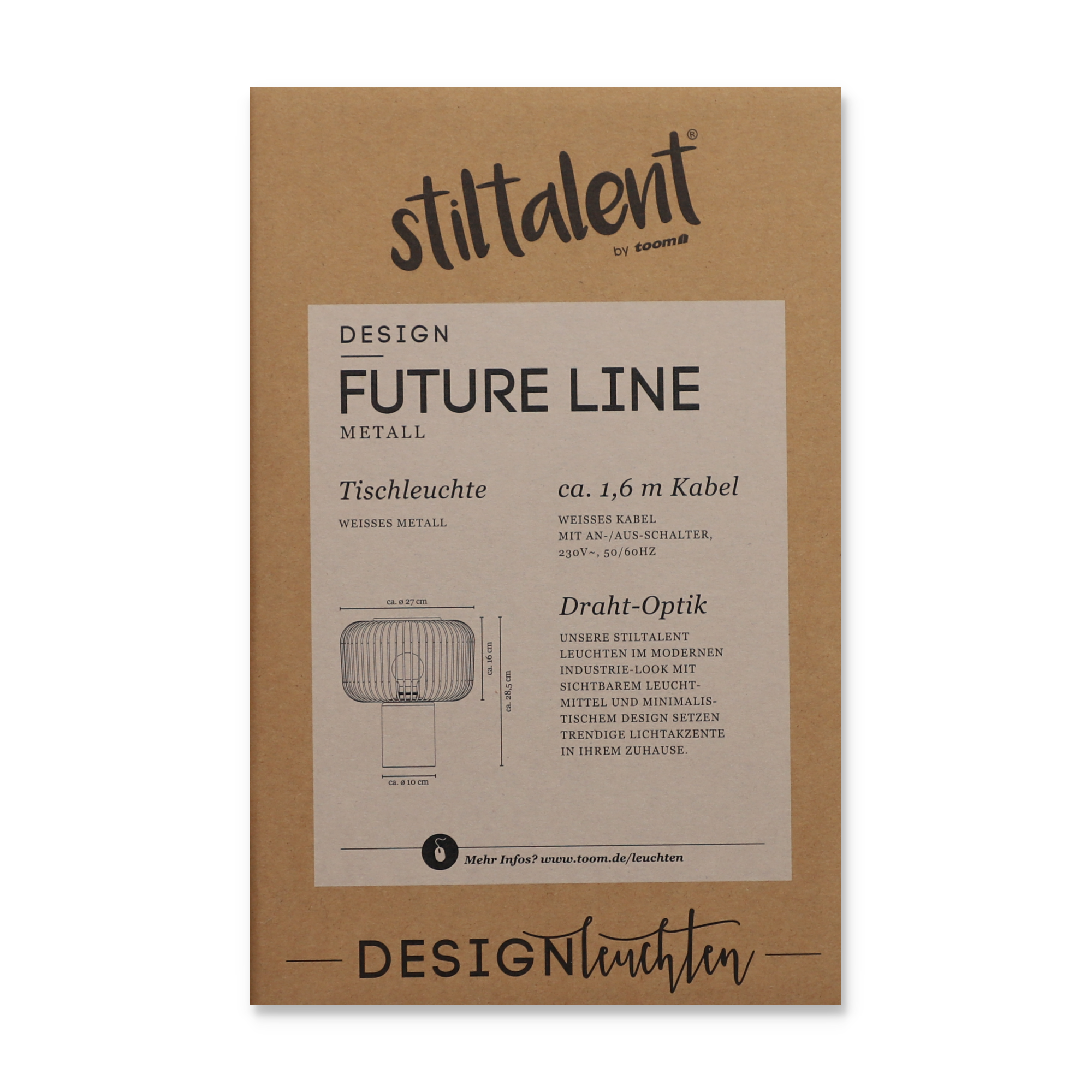 Stiltalent by toom® Tischleuchte 'Future Line' weiß Ø 27 cm + product picture