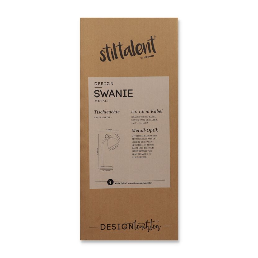 Stiltalent by toom® Tischleuchte 'Swanie' grau Ø 17 cm