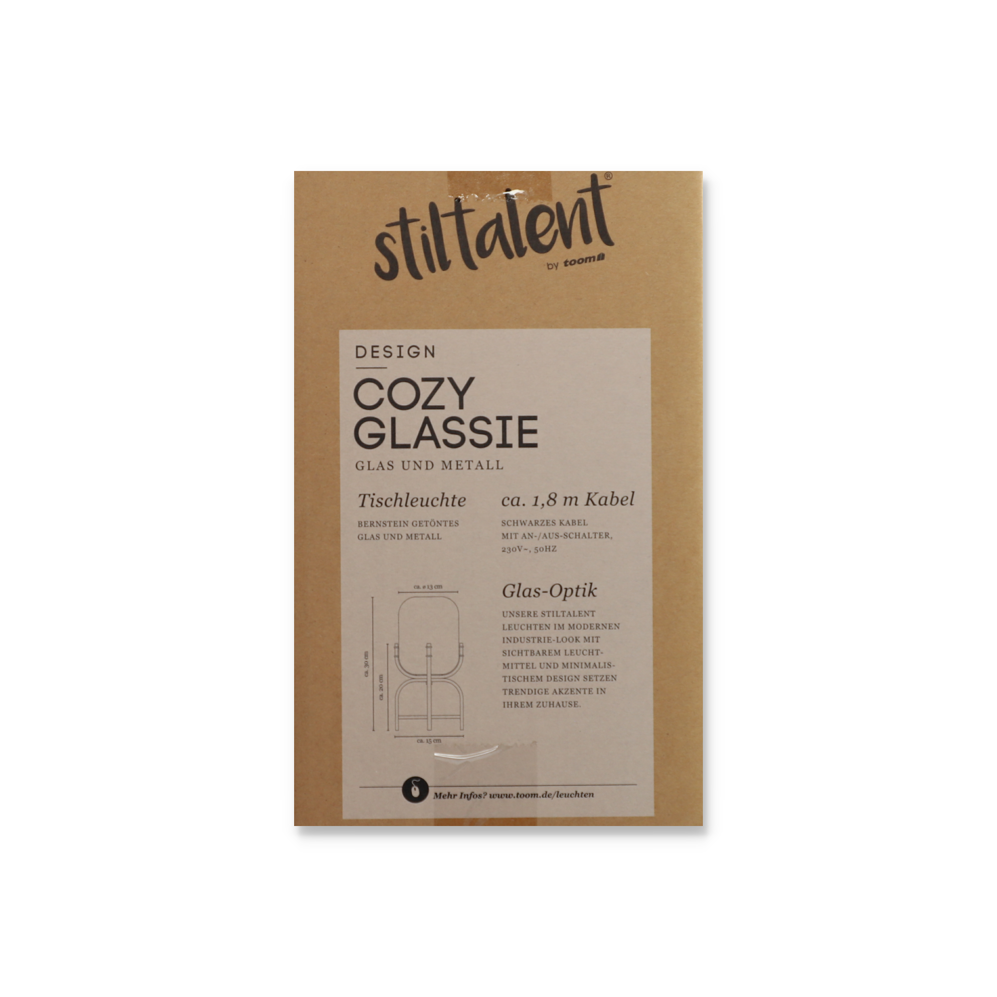 Stiltalent by toom® Tischleuchte 'Cozy Glassie' bernstein Ø 13 cm + product picture