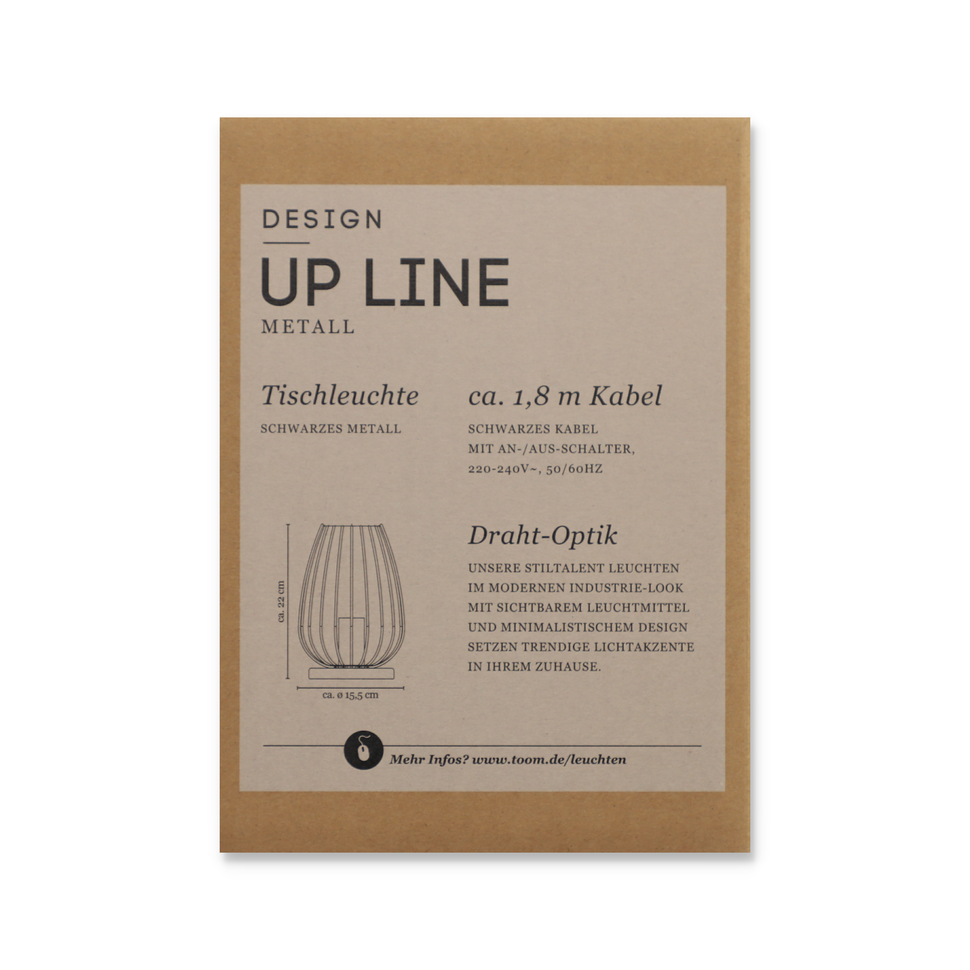 Stiltalent by toom® Tischleuchte 'Up Line' schwarz Ø 15,5 cm + product picture