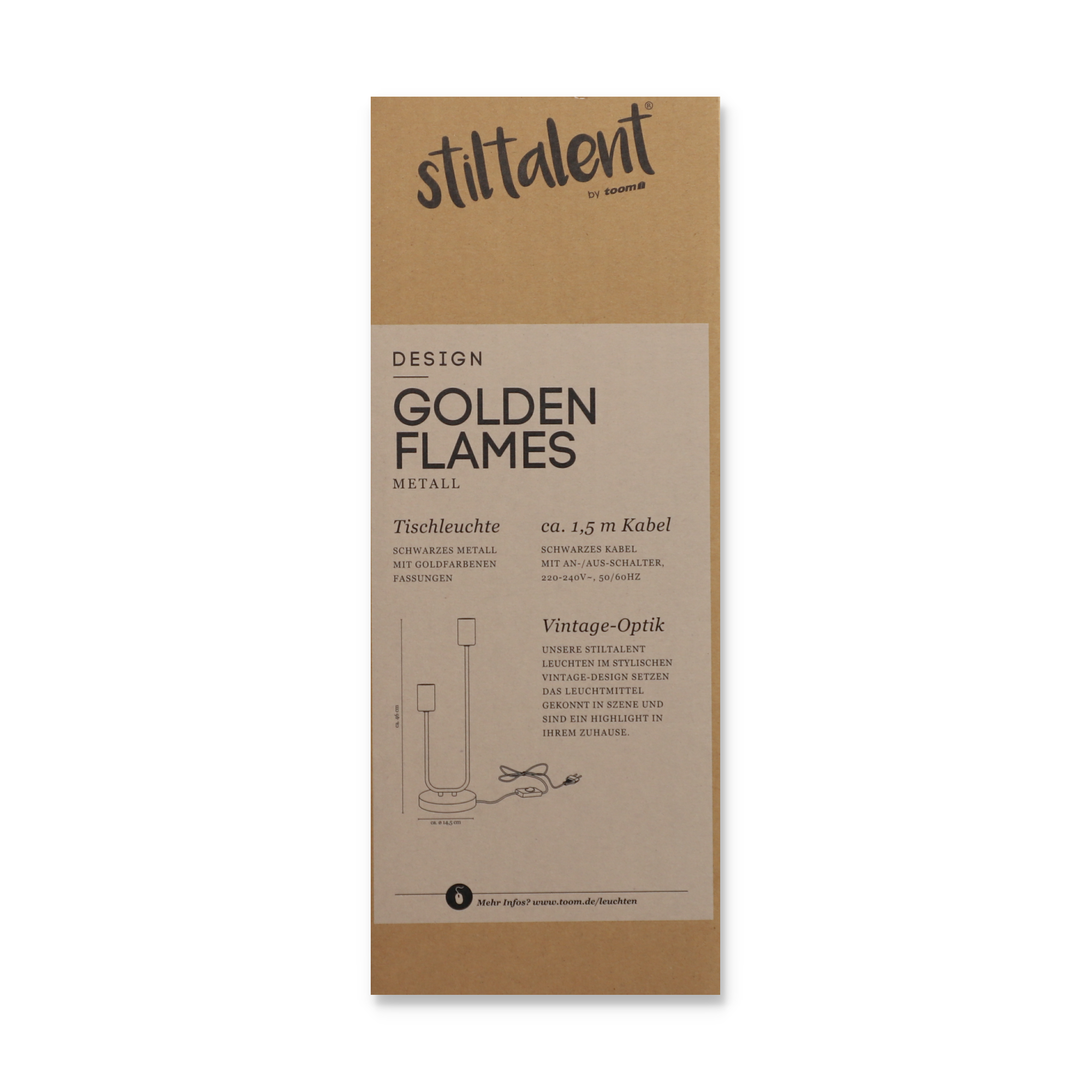 Stiltalent by toom® Tischleuchte 'Golden Flames' schwarz/gold Ø 46 cm + product picture