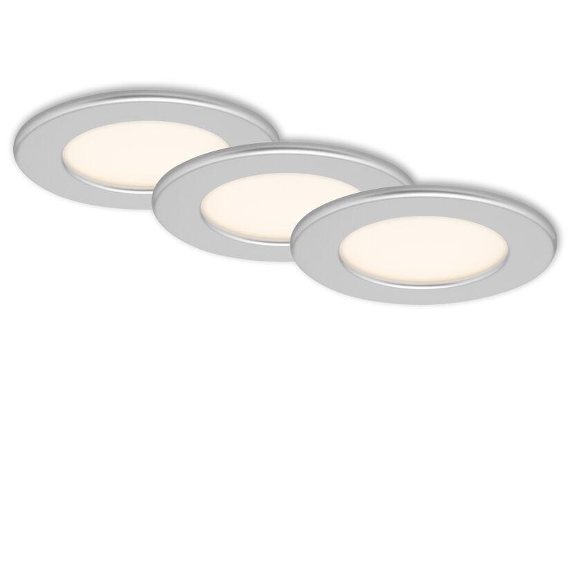 LED-Einbauleuchte 'Thin' chrom-matt 450 lm, 3er-Set, IP 44