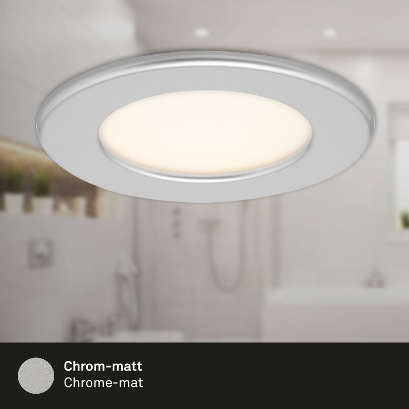 LED-Einbauleuchte 'Thin' chrom-matt 450 lm, 3er-Set, IP 44