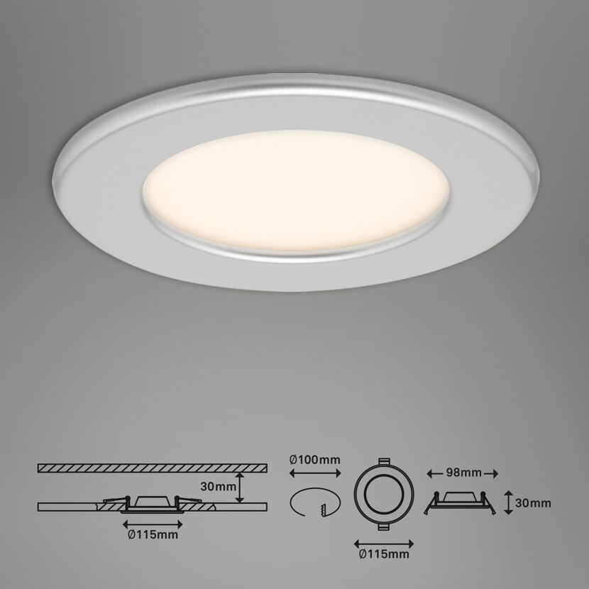 LED-Einbauleuchte 'Thin' chrom-matt 450 lm, 3er-Set, IP 44