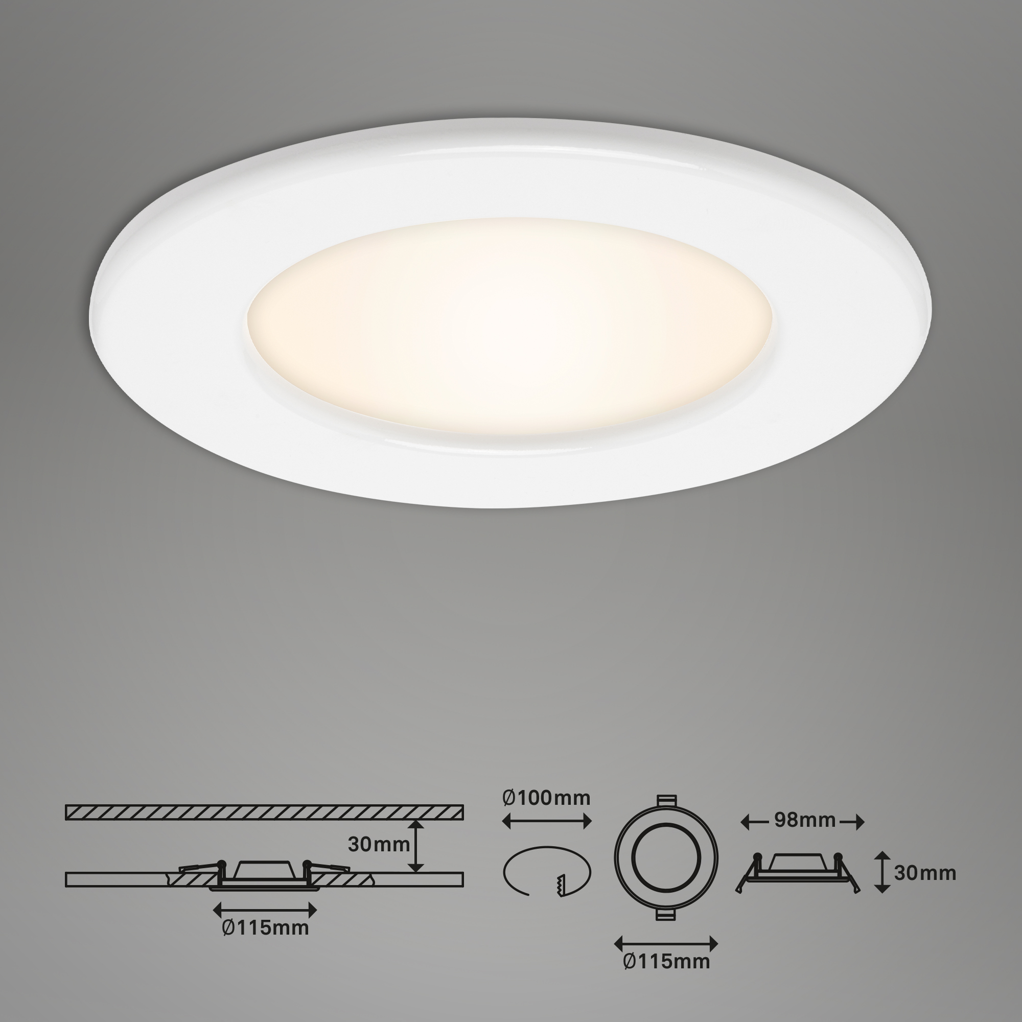 LED-Einbauleuchte 'Thin' weiß 450 lm, 3er-Set, IP 44