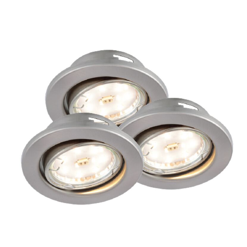Drei LED Einbauleuchten chrom