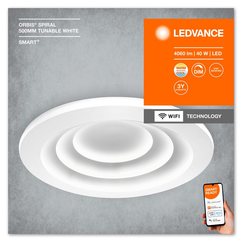 LED-Deckenleuchte 'Smart Spiral' weiß Ø 50 cm 4060 lm