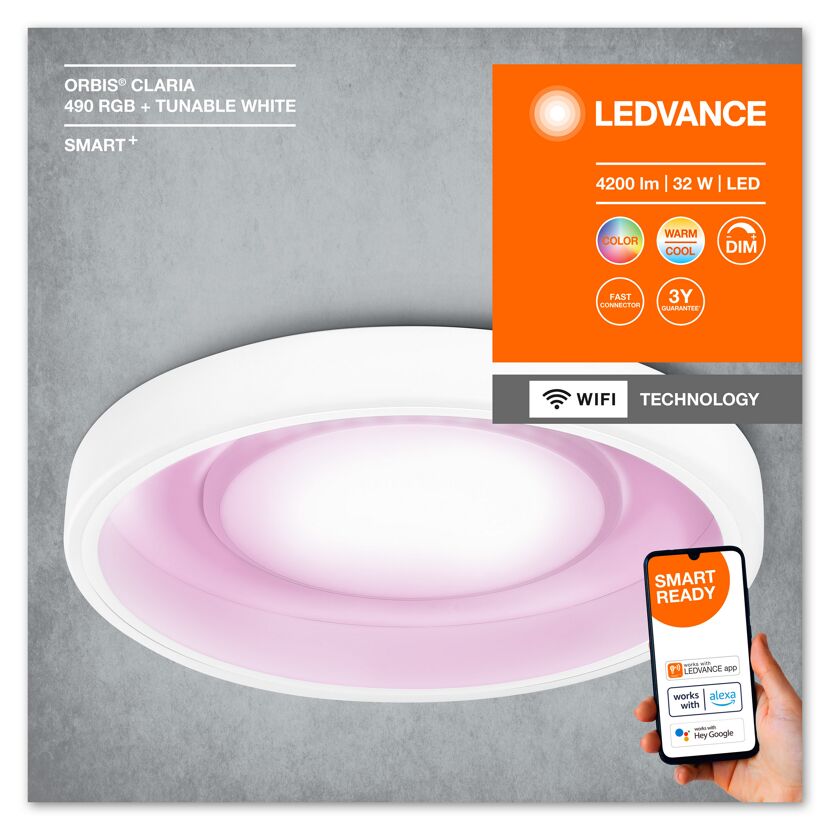 LED-Deckenleuchte 'Smart Claria' weiß Ø 49 cm 3150 lm