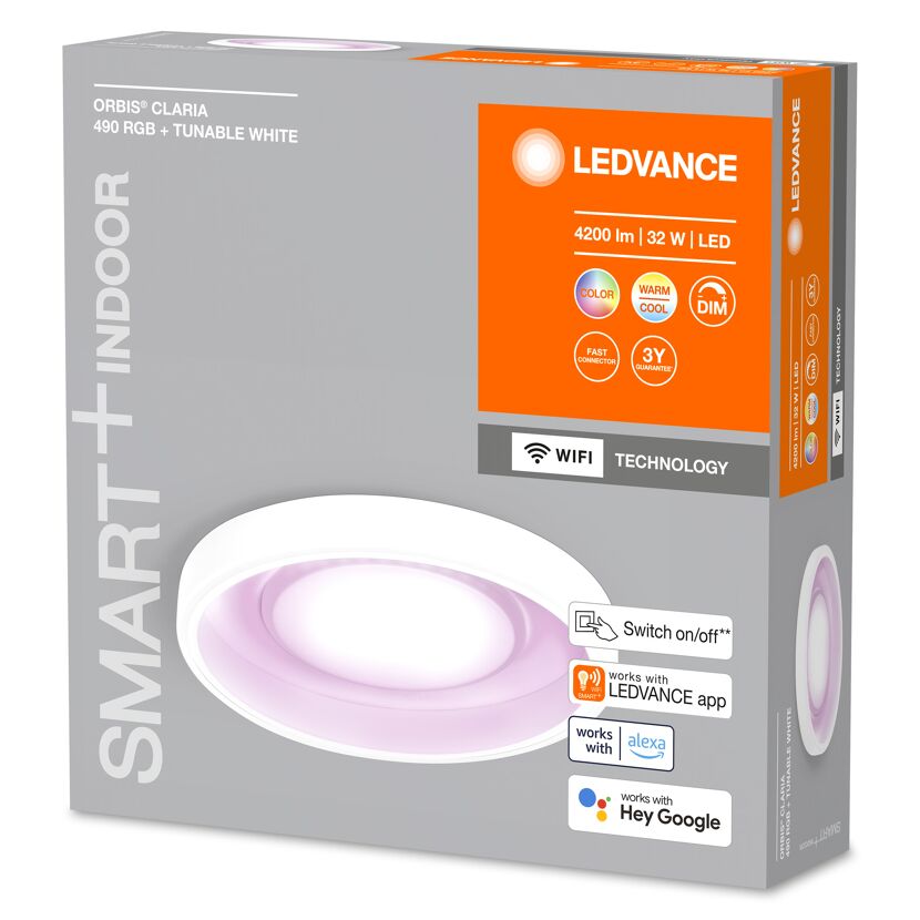 LEDVANCE Smart+ Indoor ORBIS Claria Deckenleuchte in der Verpackung