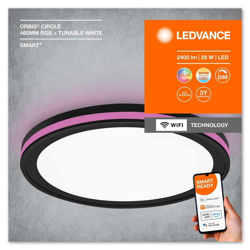 LED-Deckenleuchte 'Smart Circle' schwarz Ø 46 cm 2400 lm