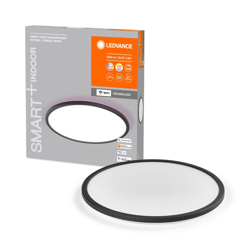 LED-Deckenleuchte 'Smart Slim' schwarz Ø 40 cm 1870 lm
