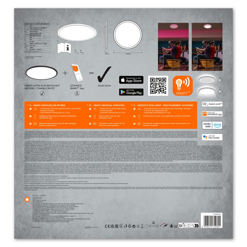 LED-Deckenleuchte 'Smart Slim' schwarz Ø 40 cm 1870 lm