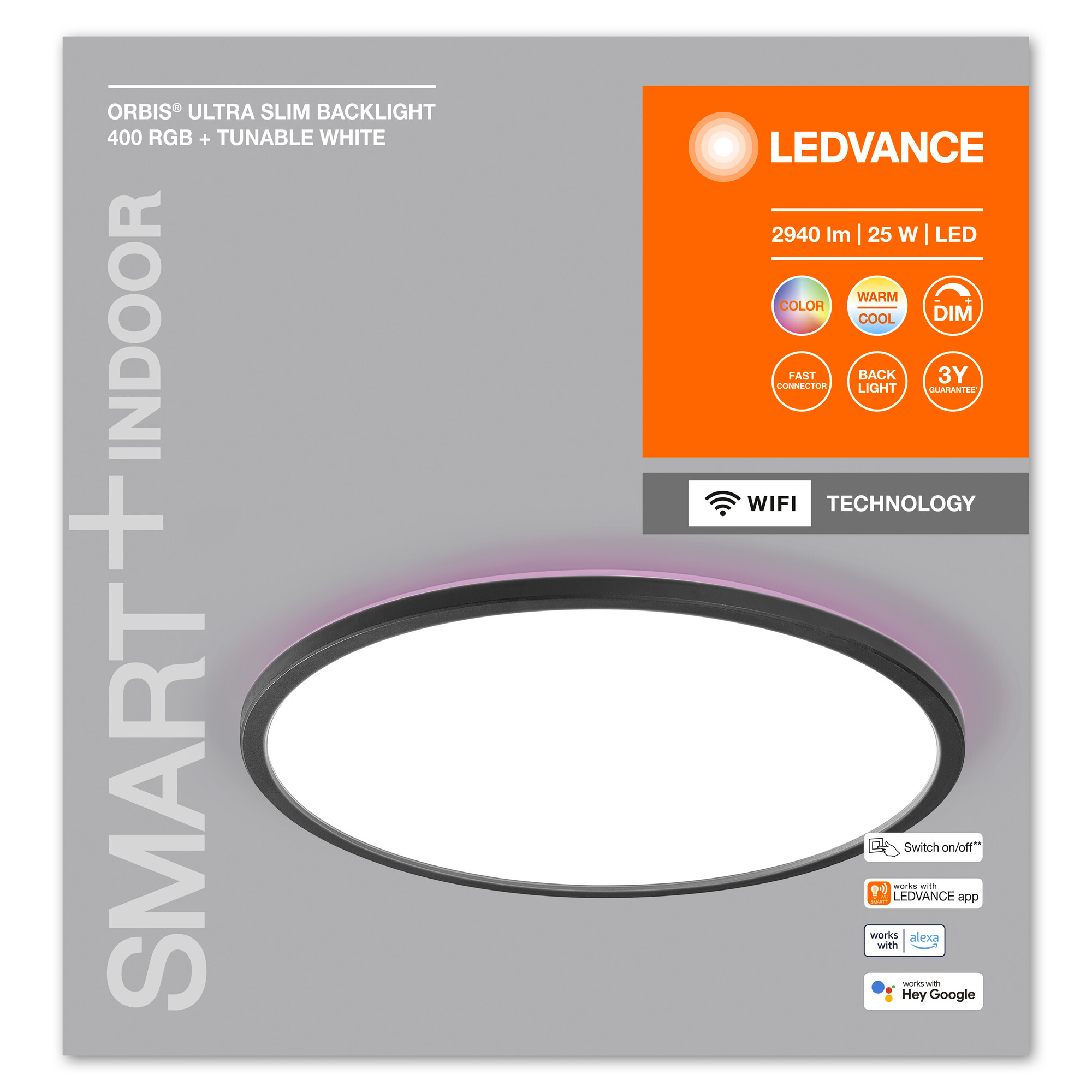 LED-Deckenleuchte 'Smart Slim' schwarz Ø 40 cm 1870 lm + product picture