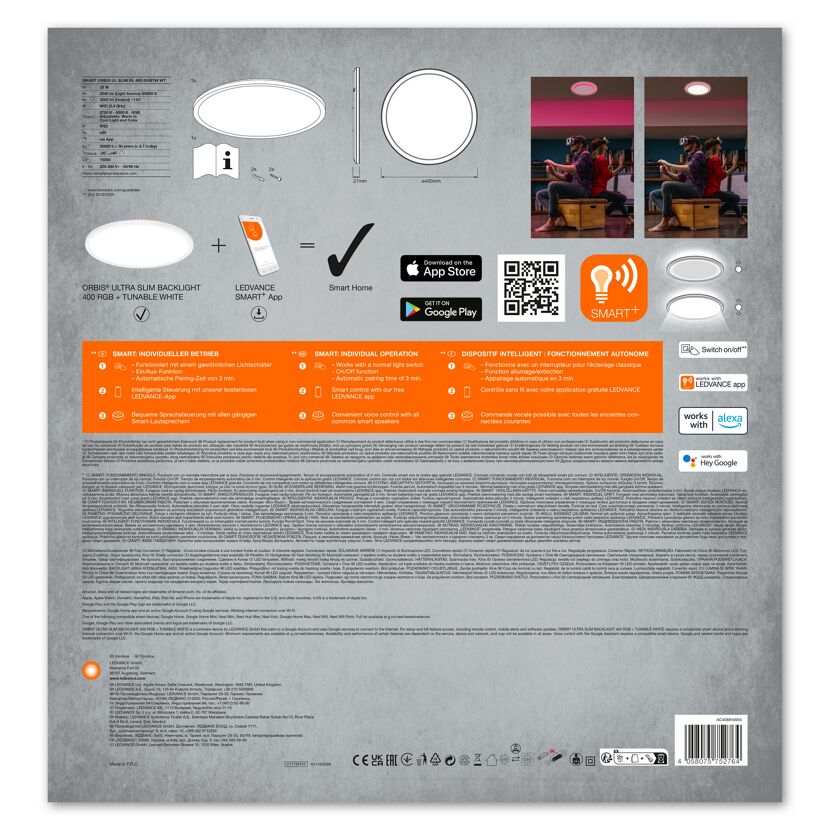 LED-Deckenleuchte 'Smart Slim' weiß Ø 40 cm 2000 lm