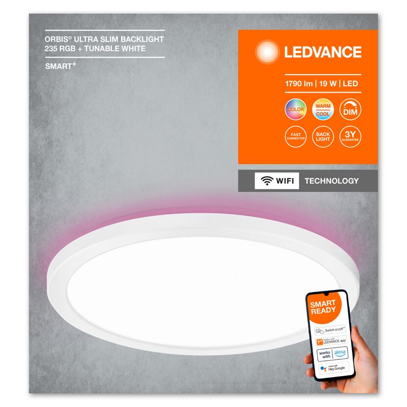 LED-Deckenleuchte 'Smart Slim' weiß Ø 23 cm 1140 lm