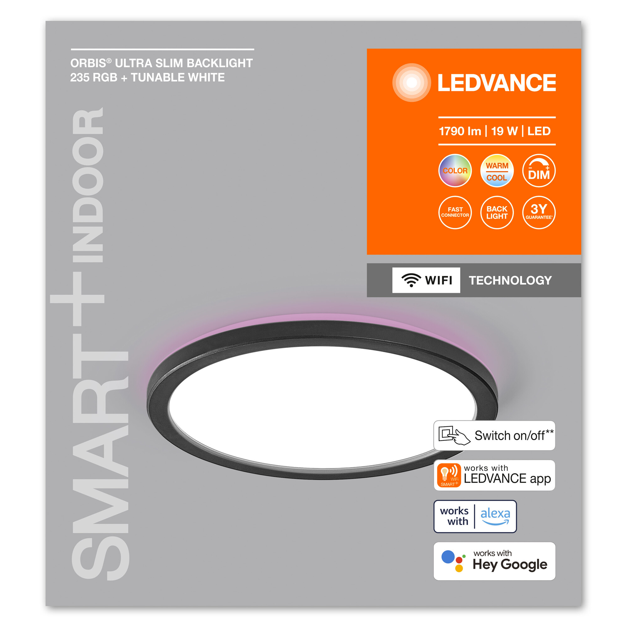 LED-Deckenleuchte 'Smart Slim' schwarz Ø 23 cm 1070 lm + product picture