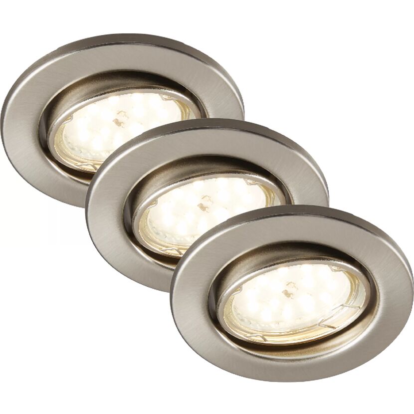 LED-Einbauleuchten-Set nickelfarben Ø 8,6 cm 3 Stück