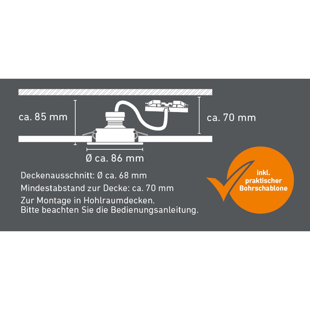 Einbauleuchtenset dimmbar 5 W Ø 8,6 cm 3 Stück