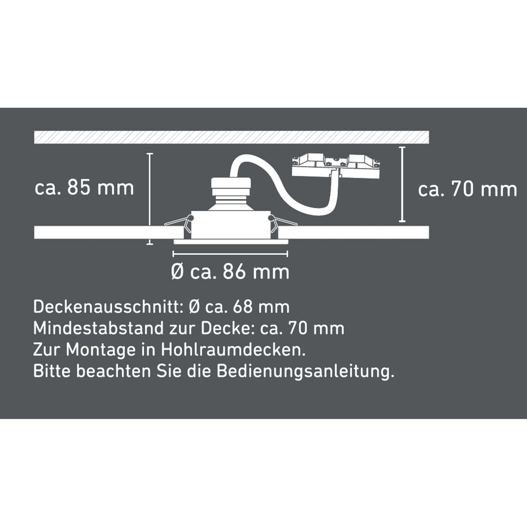 LED-Einbauleuchtenset dimmbar 5 W Ø 8,6 cm 3 Stück