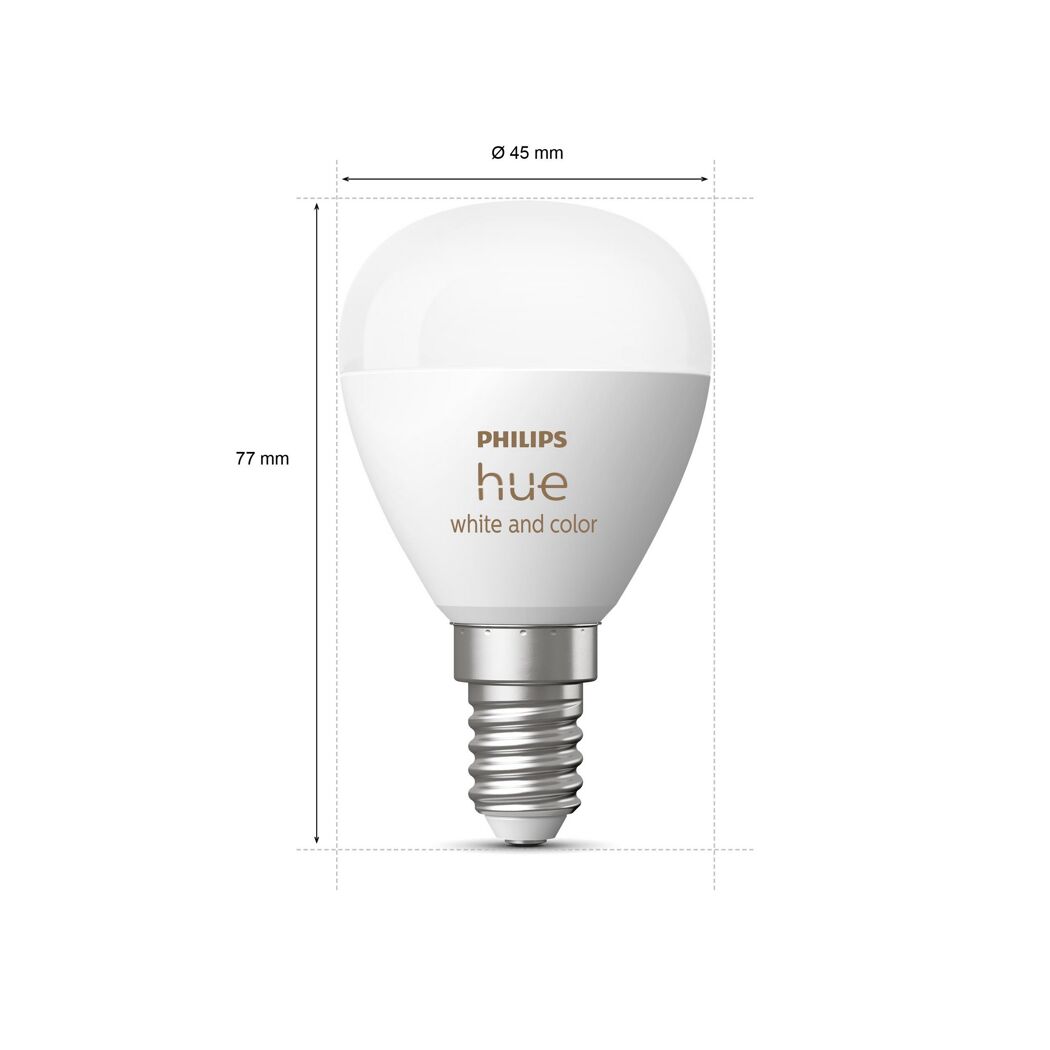 Philips Hue Tropfen LED-Leuchtmittel mit Maßen