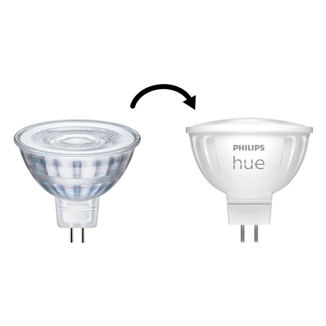 Zwei Philips Hue GU5.3 LED Reflektor-Leuchtmittel, klar und matt