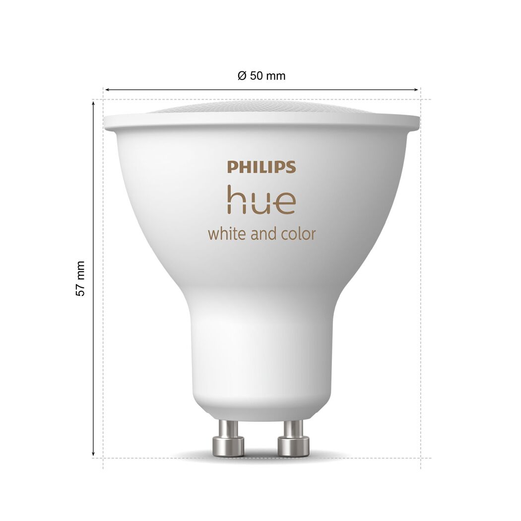 Philips Hue GU10 LED-Leuchtmittel mit Maßen