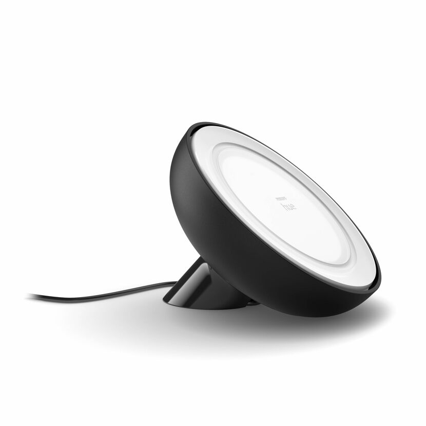 Schwarze runde Philips Hue Tischleuchte