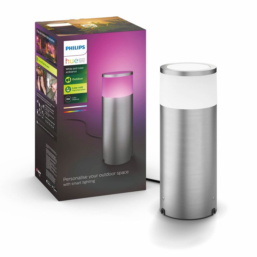 Philips Hue Calla Sockelleuchte, Edelstahl