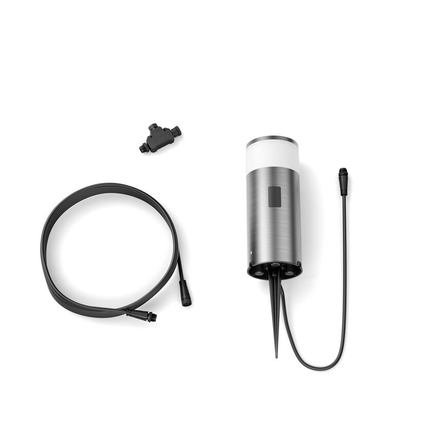 Gartensockelleuchte mit Erdspieß, Kabel und Stecker