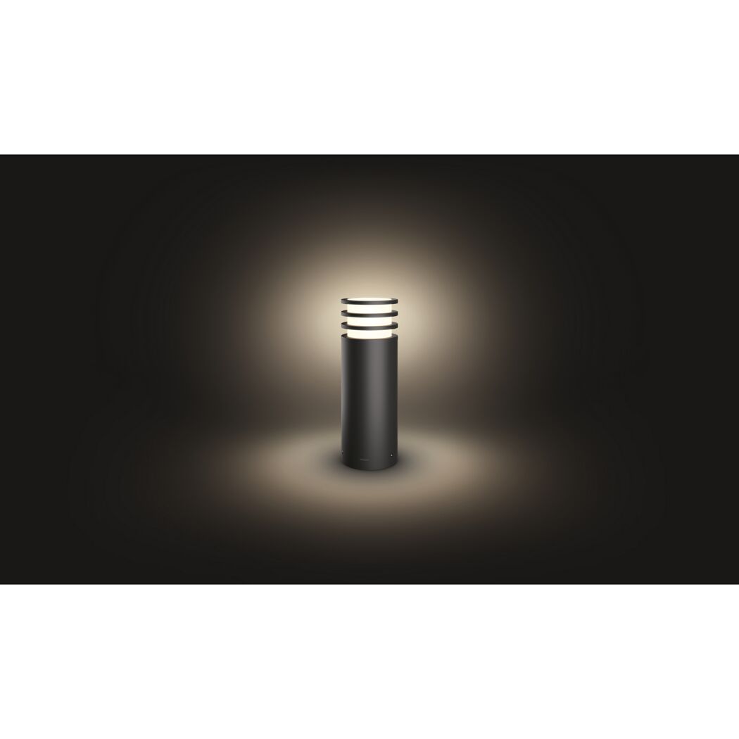 Leuchtende Philips Hue Lucca Sockelleuchte in Anthrazit