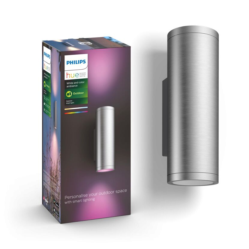 Philips Hue Appear Wandleuchte, Verpackung und Produktbild