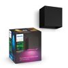 Schwarze Philips Hue Resonate Wandleuchte und Verpackung.