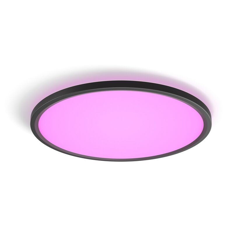 Runde Deckenleuchte mit pinkem Licht